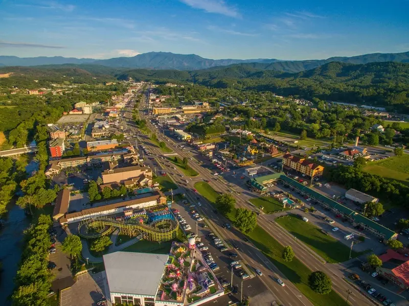 aerial view pigeon forge