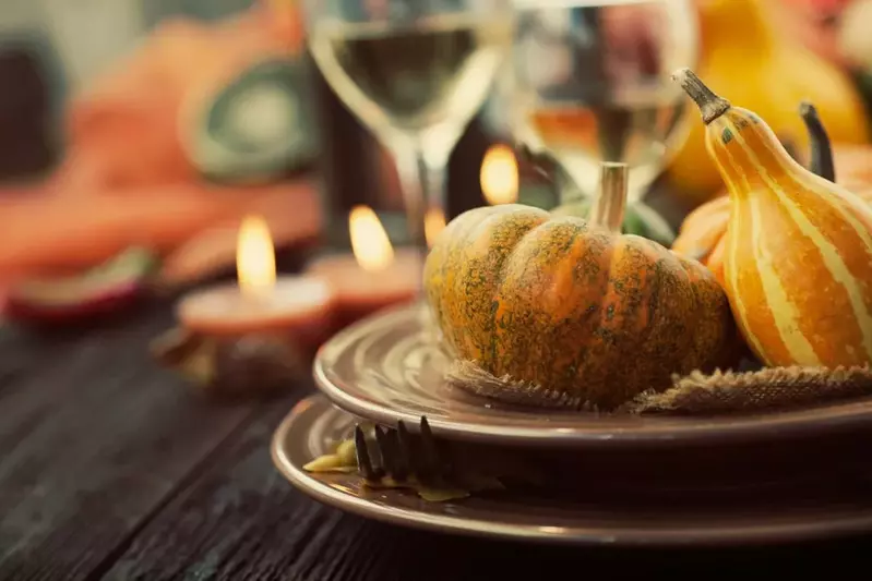 Autumn,Table,Setting,With,Pumpkins.,Thanksgiving,Dinner,And,Autumn,Decoration.