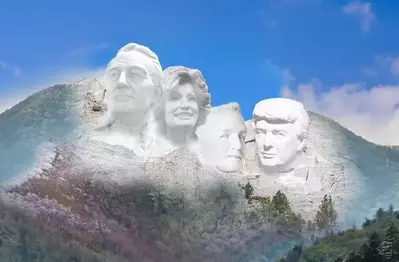 Mount Rushmore-style monument in the Great Smoky Mountains.