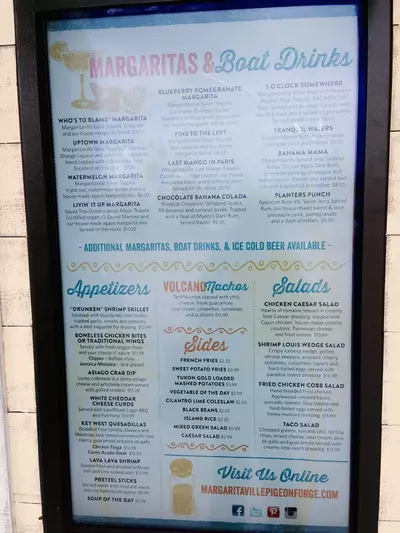 margaritaville pigeon forge menu