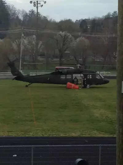 black hawk helicopter assisting pigeon forge fire