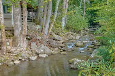 river at Sidney James Mountain Lodge in Gatlinburg